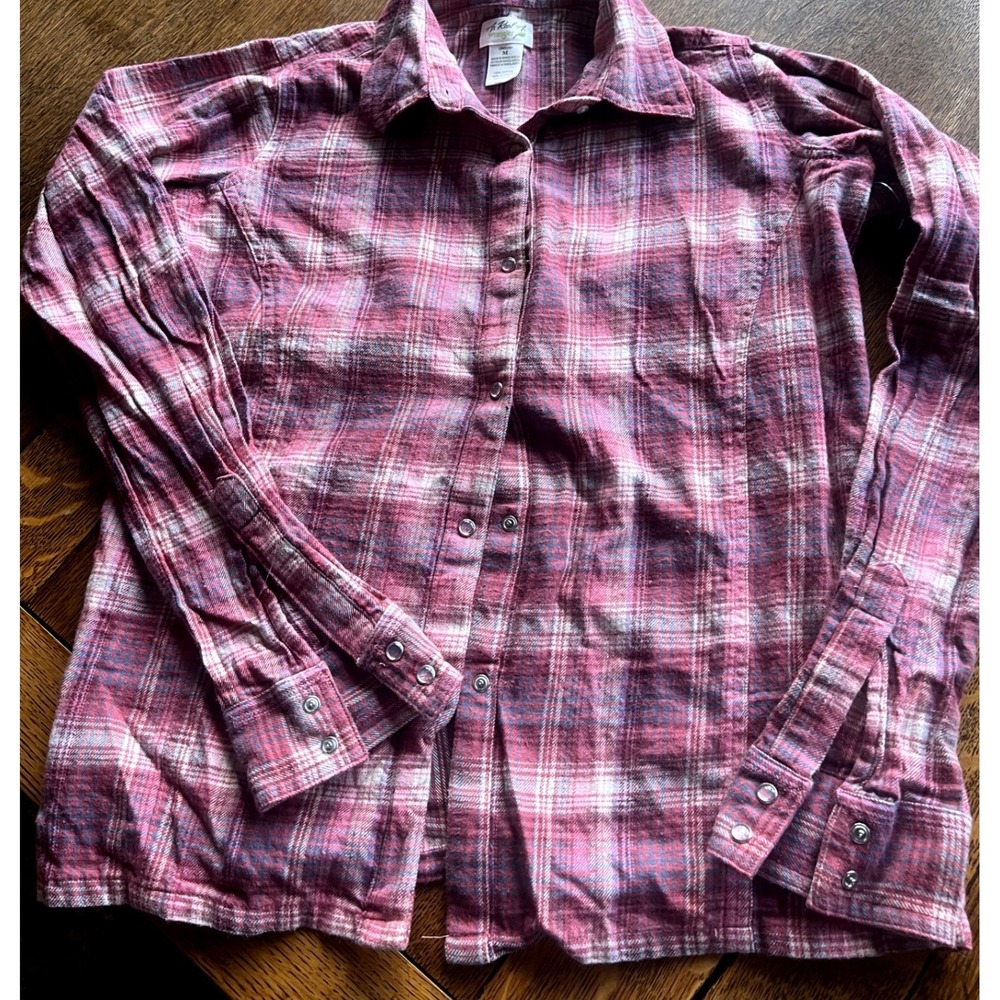 Wrangler As Real As Womens Pink Plaid Flannel Snap Button Shirt LRW324M Size M
